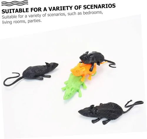 Vista 3 de Kisangel 18pcs Realistic Fake Mouse Decor for Halloween Pranks Unique Mice Toy Layout Props Soft Material for Home and Party Decoration Chic and