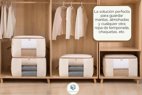 Vista 8 de Chaos Cleared Bolsas de almacenamiento de lona para edredones, paquete de 2 – Almacenamiento de temporada para almohadas, mantas, ropa de cama