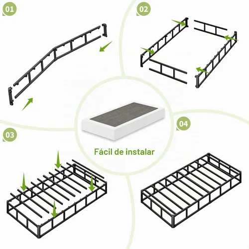 Vista 7 de Seiugaga - Base de cama de metal de 10 pulgadas con cubierta de tela