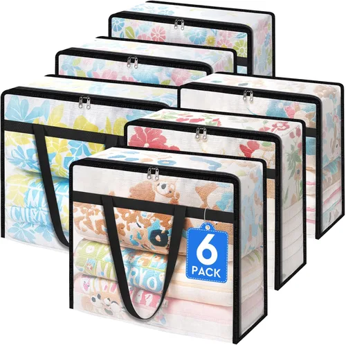 Vista 15 de TasticTotes Paquete de 4 bolsas de almacenamiento transparentes para edredón, ropa y ropa de cama, almacenamiento de mantas de plástico