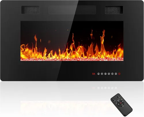 Vista 10 de Electactic - Chimenea eléctrica de 30 pulgadas para insertar ultradelgada - Chimenea calefactora empotrada y de montaje en pared con termostato