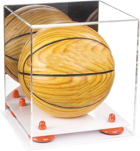 Vista 69 de Better Display Cases Mini acrílico - Miniatura (no tamaño completo) Baloncesto vitrina con elevadores negros y espejo (A015-BR)