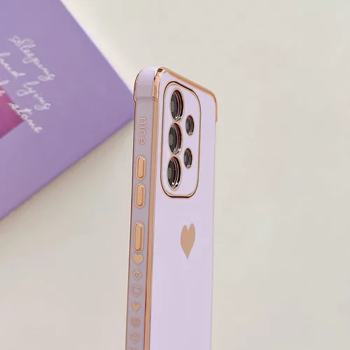 Vista 89 de phylla Funda de teléfono compatible con Samsung Galaxy A12 de 6.5 pulgadas, lindo corazón chapado en oro, elegante funda de lujo para mujer