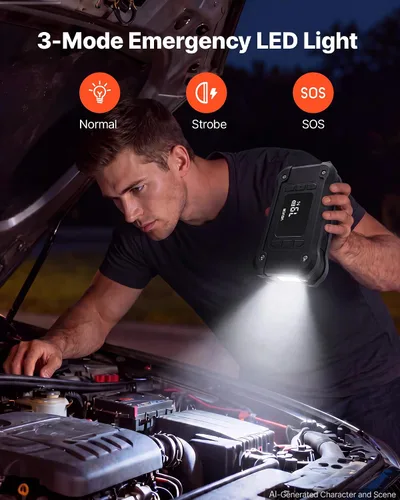 Vista 5 de VEVOR Arrancador de salto con compresor de aire 8000A Peak Car Battery Jump