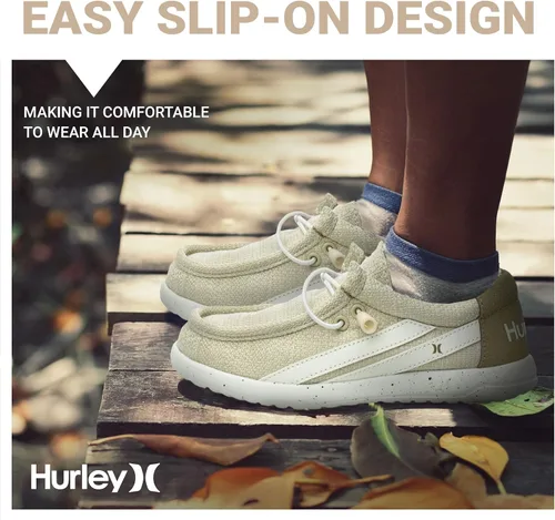 Vista 4 de Hurley - Mocasines elásticos con cordones para niños, zapatos de lona para niños y niñas - Cómodos, duraderos, elegantes - Zapatillas de moda