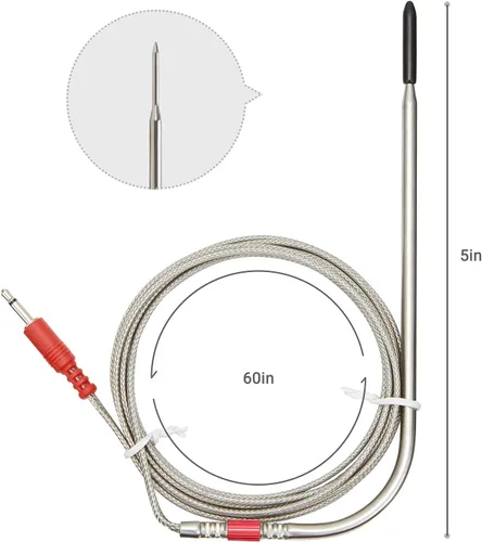 Vista 3 de Inkbird Kit de 4 sondas de color de repuesto, solo compatible con termómetro de carne IBT-4XS/IBT-6XS, ultra preciso y rápido hasta 572°F/572.0 °F
