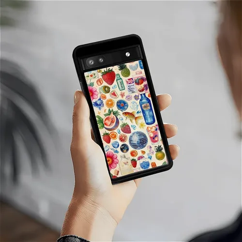 Vista 1288 de Compatible con Google Pixel 4A 5G Mobile Case Creative Acrylic Panel trasero Silicona Protección Grip especialmente diseñado para Google Pixel 4A 5G