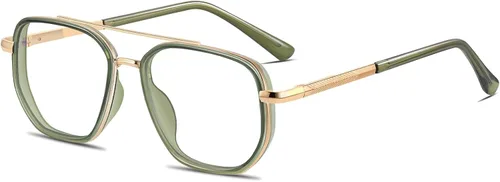 Vista 7 de Aviator Blue Light Blocking Glasses for Women Men Trendy Metal Frame Computer TV Eyeglasses Anti Eyestrain Rojo vino