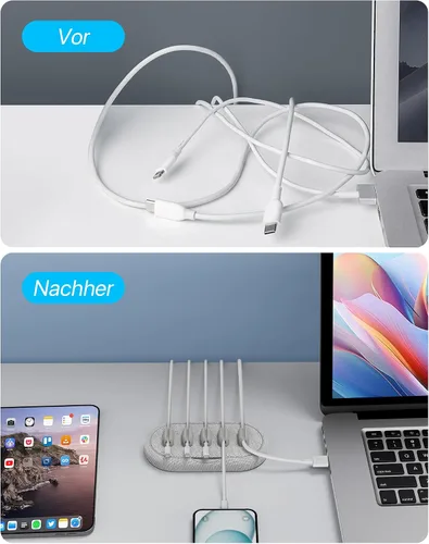Vista 3 de Organizador de cables magnético, soporte de cable de escritorio con 6 clips magnéticos para cables, gestión de cables de carga para oficina en casa