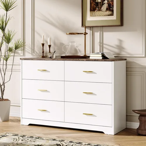 Vista 12 de LIDYUK Cómoda negra para dormitorio, cómoda de 6 cajones y cómodas, cómoda de madera moderna, cómoda de 48 pulgadas de ancho para dormitorio