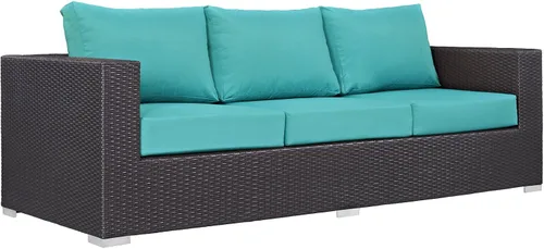 Vista 8 de Modway Sofá de mimbre para patio al aire libre Convene en color beige espresso