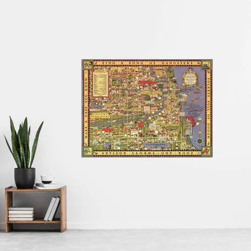 Vista 2 de Erickson 1931 Map Chicago Gangland Capone - Póster de pared extra grande XL