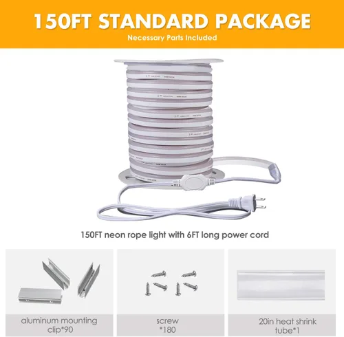 Vista 7 de Shine Decor Productos del paquete de la pista del canal de aluminio con el kit de luces de neón LED blanco cálido 45M/150ft