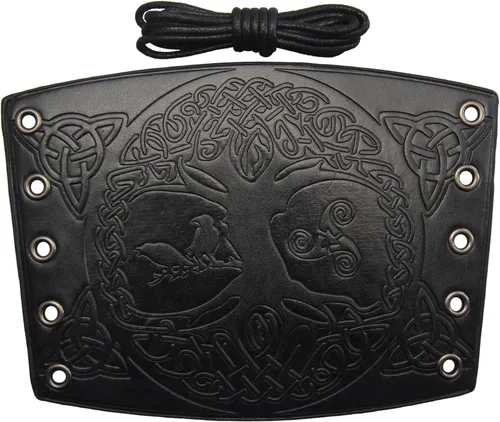 Vista 6 de Bjesinmo Brazaletes de cuero, brazaletes medievales, muñequeras vikingas, muñequeras de cuero para hombre, 2