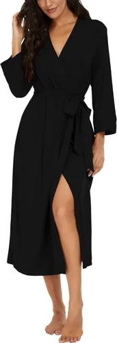 Vista 53 de VINTATRE Bata tipo kimono para mujer, bata larga de punto, ligera, suave, ropa de dormir con cuello en V, casual, ropa de descanso para mujer Verde