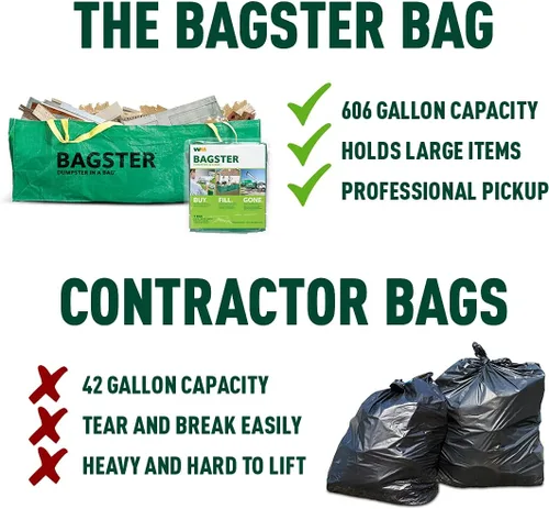Vista 4 de Bagster 3CUYD - Contenedor en bolsa con capacidad para hasta 3,300 libras, color verde