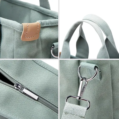 Vista 8 de Bolso pequeño con cremallera para mujer, bolso de lona con bandolera, bolso de hombro, bolso de mensajero, bolso tipo hobo 2025 de Halemet