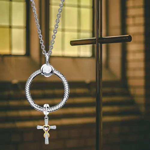 Vista 5 de Abalorio colgante religioso con dije de cruz con Dios, todas las cosas son posibles, se adapta a pulseras Pandora