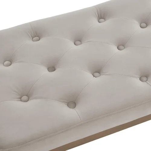 Vista 6 de 24KF Banco de Entrada Tapizado en Terciopelo con Botones Capitoné con Patas de Madera Maciza, Banco de Cama Otomano con Asiento Acolchado, 5034-Taupe