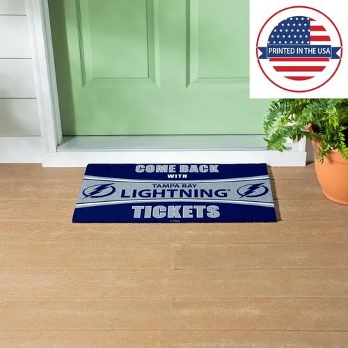 Vista 5 de Team Sports America NHL Tampa Bay Lightning Entrada interior y exterior 28 x 16 pulgadas Parte trasera antideslizante Tapetes de bienvenida