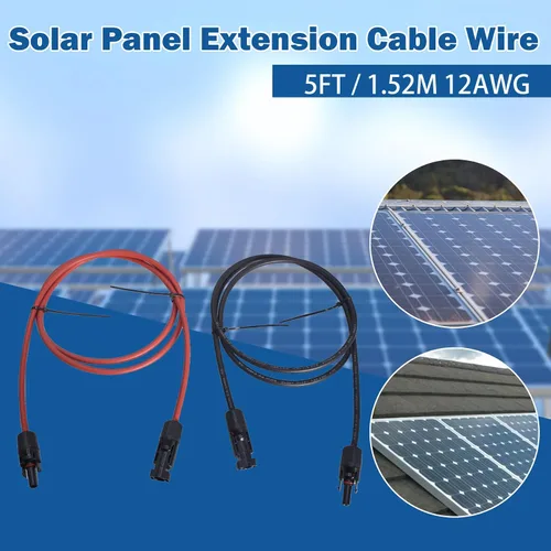 Vista 2 de WFLNHB Cable de extensión de panel solar de calibre 12 negro + rojo de 5 pies, 12 AWG con conector solar hembra y macho