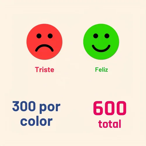 Vista 5 de Paquete de 600 calcomanías de emoción de comportamiento de cara feliz/triste sonrisa, rojo/verde, 1 pulgada