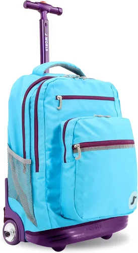 Vista 26 de J World Sundance Mochila Rodante para Laptop para Niñas y Niños. Mochila Escolar con Ruedas, Rombos negro, 20 pulgadas