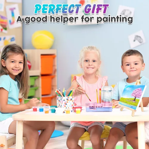 Vista 7 de Herramienta limpiadora de pinceles con 10 pinceles de pintura, enjuague de pincel de ciclo de agua con soporte y paleta, enjuague mis pinceles