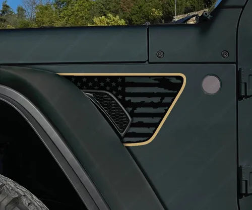 Vista 10 de Calcomanías de ventilación de guardabarros desgastadas compatibles con Jeep Wrangler Gladiator Rubicon JL JT 2018-2026 (2 colores negro mate/4 azul)