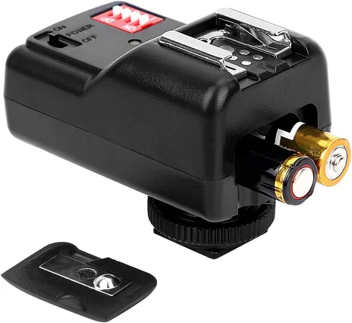 Vista 7 de Juego de disparadores de flash, 433 MHZ 16 canales Speedlite Studio Shutter Release Transceptor Kit con 1 transmisor 3 receptores 1 cable