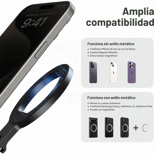 Vista 8 de elitehood Soporte para trípode Magsafe de aluminio, soporte de teléfono compacto para trípode con placa de liberación rápida Arca Swiss y adaptador