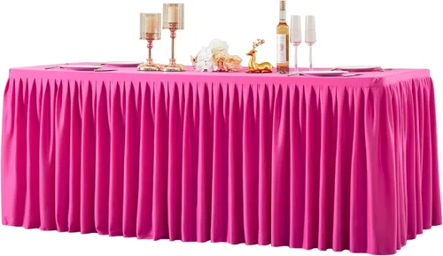 Vista 12 de Manteles de poliéster negro para mesas rectangulares de 4 pies, funda de mesa ajustada sin arrugas de 4 pies con falda para fiestas, bodas