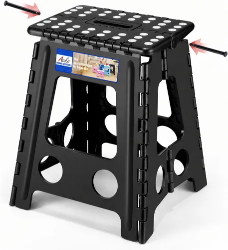 Vista 33 de ACKO Taburete plegable de 13 pulgadas, soporta 300 libras para adultos y Bicolor Verde