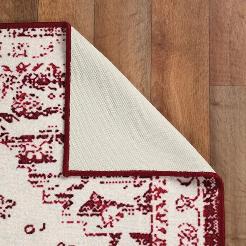Vista 4 de Woven Trends Alfombra contemporánea y tradicional, medallón vintage 048, extremadamente duradera y resistente a las manchas, elegante con parte Rojo