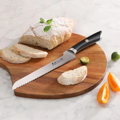 Vista 5 de Cangshan ELBERT Serie Alemán Acero Forjado 8" Offset Cuchillo de pan (negro)