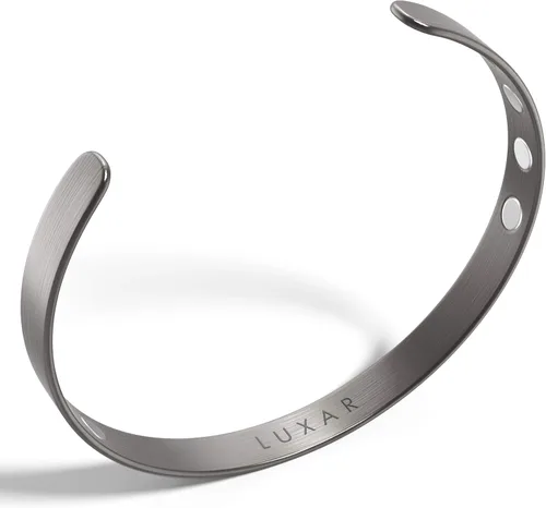 Vista 8 de LUXAR Pulsera de terapia magnética para hombre y mujer titanio sólido o cobre sólido sofisticado brazalete de titanio sólido con imanes