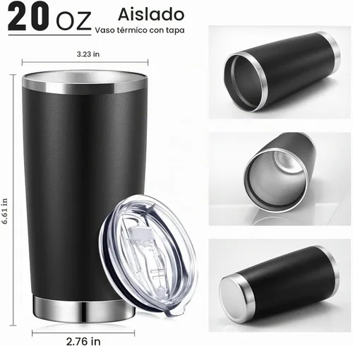Vista 2 de Sieral Paquete de 36 vasos de acero inoxidable a granel con tapas, 20 onzas Varios