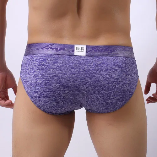 Vista 3 de Underwea, Ropa interior sexy de algodón para hombre, ropa interior clásica para hombre, Morado, S