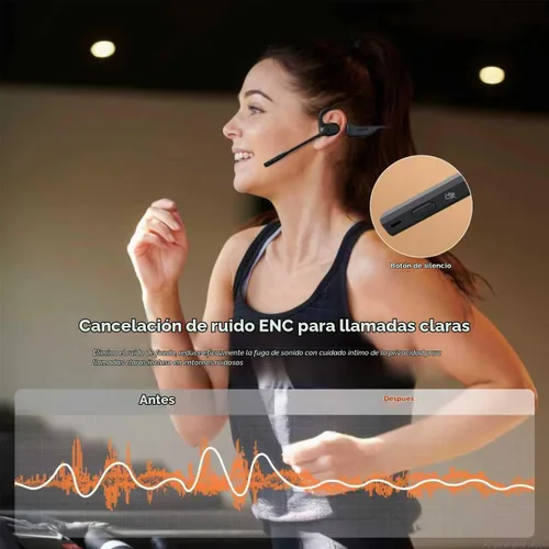Vista 2 de Auriculares de oreja abierta con micrófono, auriculares Bluetooth de doble conexión con micrófono (cancelación de ruido AI), auriculares Bluetooth