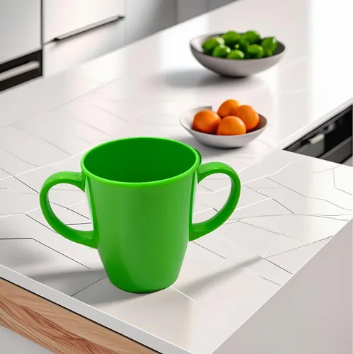Vista 2 de Taza de melamina con dos asas, ligera, 4.44 oz, capacidad de 13.5 fl oz/14 onzas, taza para beber, taza para beber para adultos (verde)