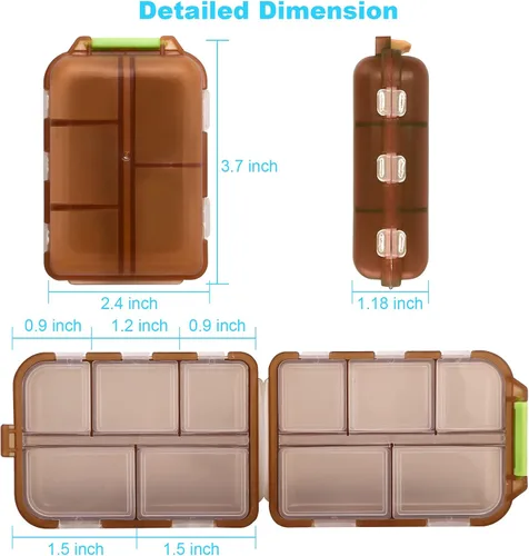 Vista 3 de Pastillero de viaje pequeño, 2 unidades, lindo organizador de píldoras, organizador de medicamentos portátil de viaje, contenedor de píldoras