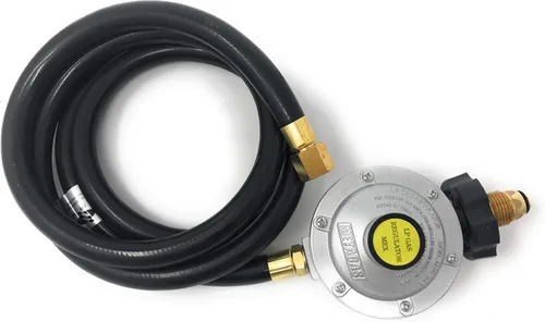 Vista 5 de Conjunto de manguera regulador de gas propano LP de 6 'conector de montaje de manguera de flare de 3/8 "x 3/8" macho NPT [910-088]