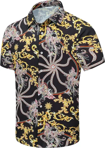 Vista 23 de SheLucki - Camisa hawaiana para hombre, unisex, de manga corta, con botones, para la playa y el verano, ropa casual estampada con sombra de palmas