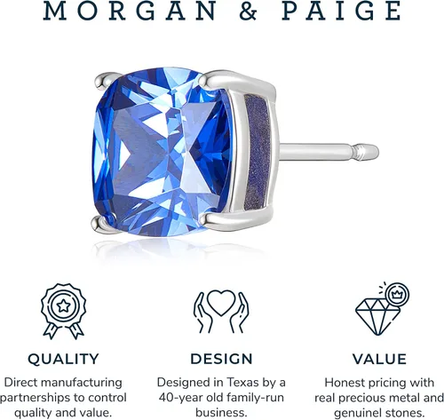 Vista 5 de MORGAN & PAIGE Aretes de tuerca de plata de ley 925 con 4 puntas y circonita cúbica para mujer, aretes de mariposa
