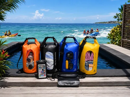 Vista 6 de Freegrace - Juego de 3 bolsas secas impermeables, bolsa seca con 2 cierres y correa de hombro desmontable; bolsa de cintura y funda para teléfono