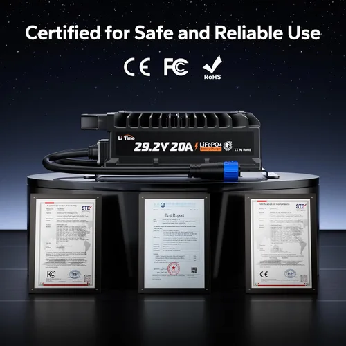Vista 7 de LiTime Cargador de batería LiFePO4 de 24 V 20 A, IP67 impermeable de 24 V con activación de batería, cargador inteligente de 3 etapas para RV