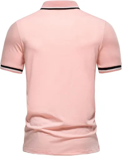 Vista 3 de ZDFER - Polo de manga corta con solapa ajustada para hombre, estilo casual, polos de golf, deportes de verano, camisetas de algodón absorbente
