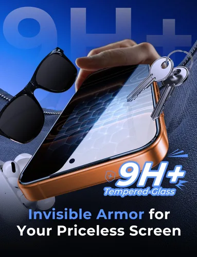 Vista 5 de MAGIC JOHN Paquete de 2 protectores de pantalla de vidrio para iPhone 17 Pro Max de 6.9 pulgadas, antiespía, eliminación automática de polvo, sin
