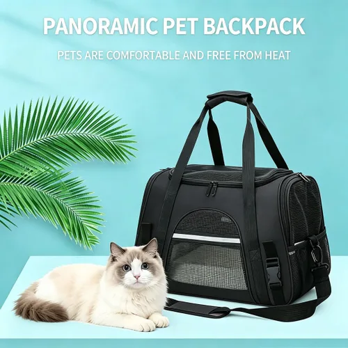 Vista 5 de Transportadores para gatos, perros y mascotas – Bolsa plegable de lados suaves aprobada por aerolíneas para gatos y perros pequeños (hasta 15 lb)