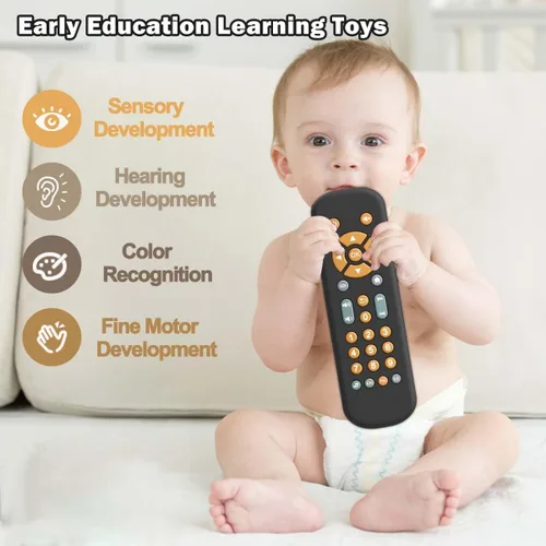 Vista 5 de Baby TV - Juguete de control remoto con luz y sonido realistas Baby TV Remote Control Toy with Music - English, French and Spanish 3 Language for
